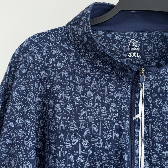 Rhoback Performance Quarter Zip Pullover 3XL Navy The American Icon Washington - Picture 6 of 10